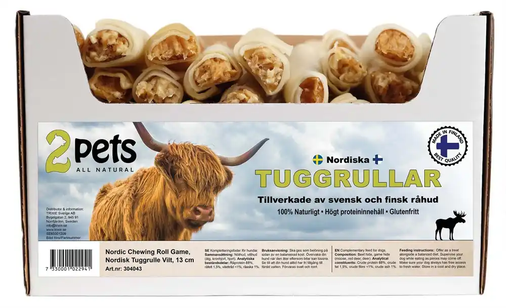 Nordisk Tuggrulle Vilt till Hund - 13 cm - Professionell kvalitet
