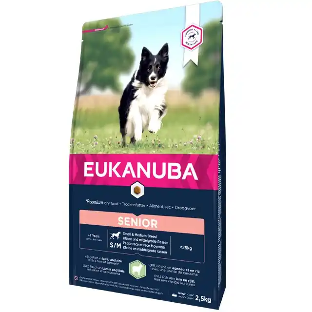 Endast ett fåtal kvar | Eukanuba Dog Senior Small/Medium Lamb & Rice 12 kg