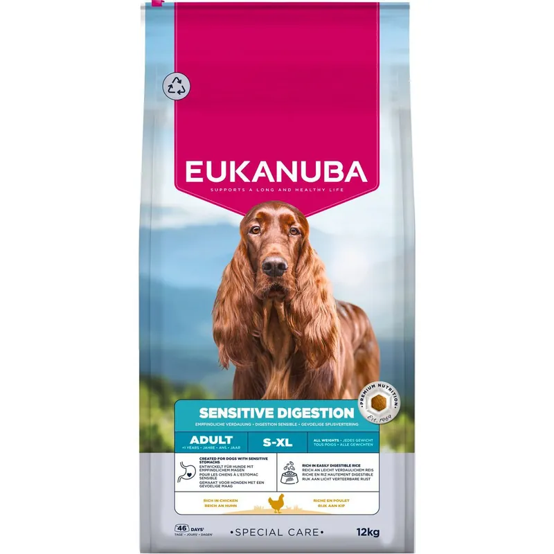 Finns tillgänglig | Eukanuba Dog Special Care Adult Sensitive Digestion All Breeds Torrfoder till Hund