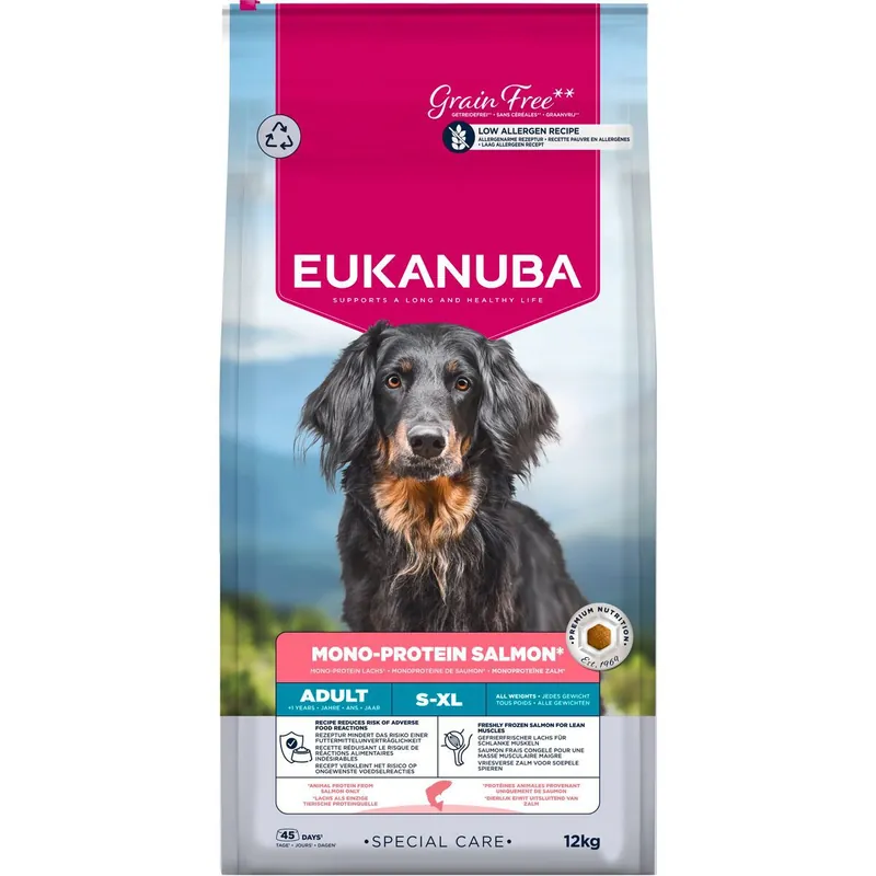 Eukanuba Dog Adult Special Care Mono-Protein Salmon Torrfoder till Hund - Nytt lägre pris