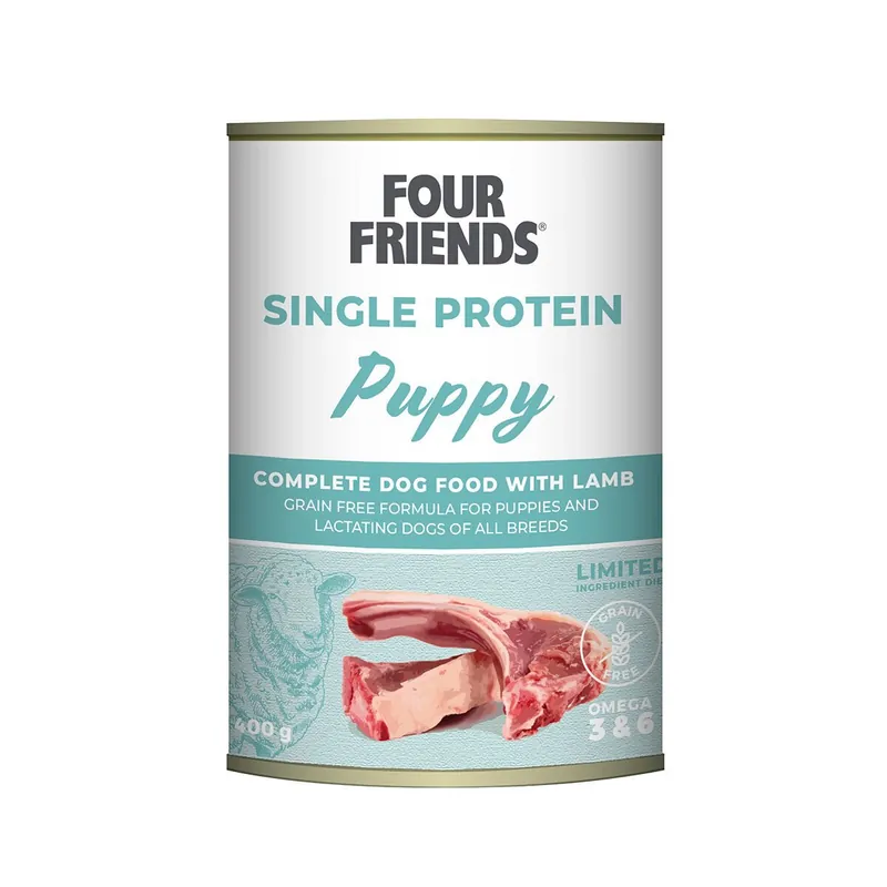 Expressleverans - FourFriends Dog Single Protein Puppy Lamb Våtfoder till Valp 400 g