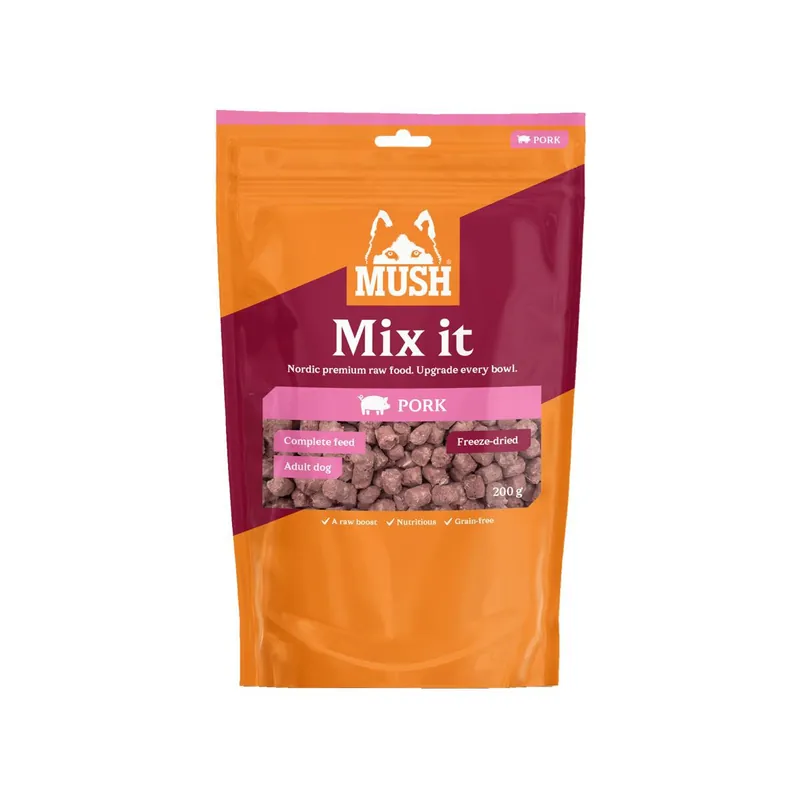 Prisnedsättning - Mush Dog Adult Mix it Freeze Dried Complete Pork 200 g