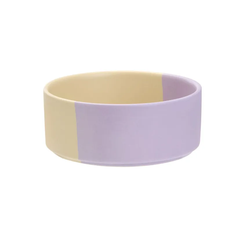 Prissänkt | Little&Bigger Duo Hundmatskål i Keramik Beige & Lila