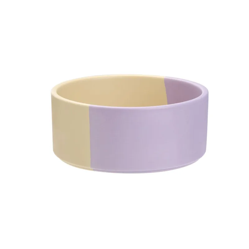 Lägg i varukorg | Little&Bigger Duo Hundmatskål i Keramik Beige & Lila