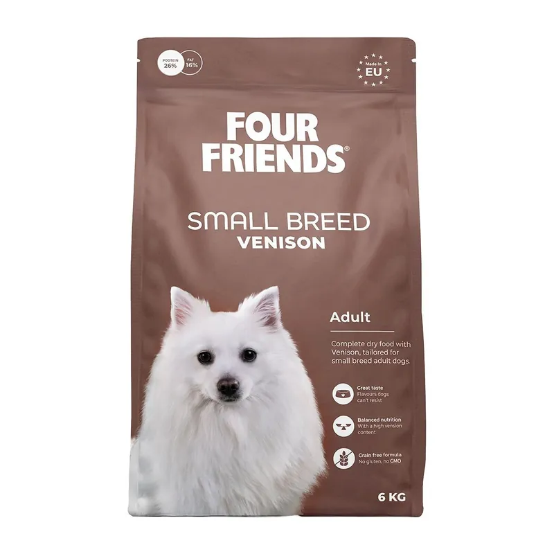 Kan beställas online - FourFriends Dog Small Breed Venison Torrfoder till Hund
