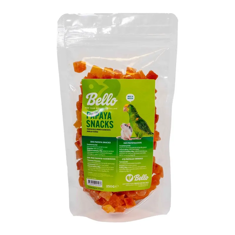 Snart slut - Bello Papayagodis till Smådjur & Fågel 250 g