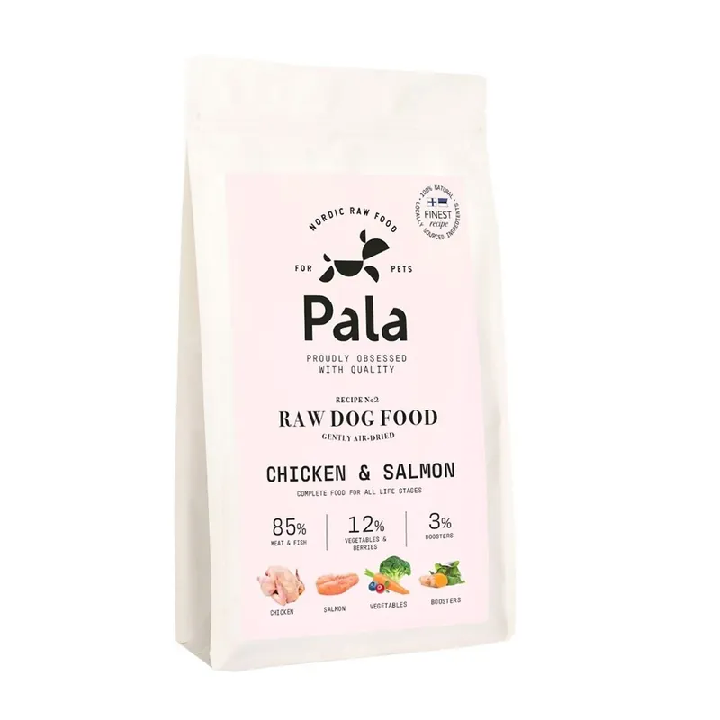 Handla säkert | Pala 2 Chicken & Salmon Lufttorkad Spanmålsfri Hundmat