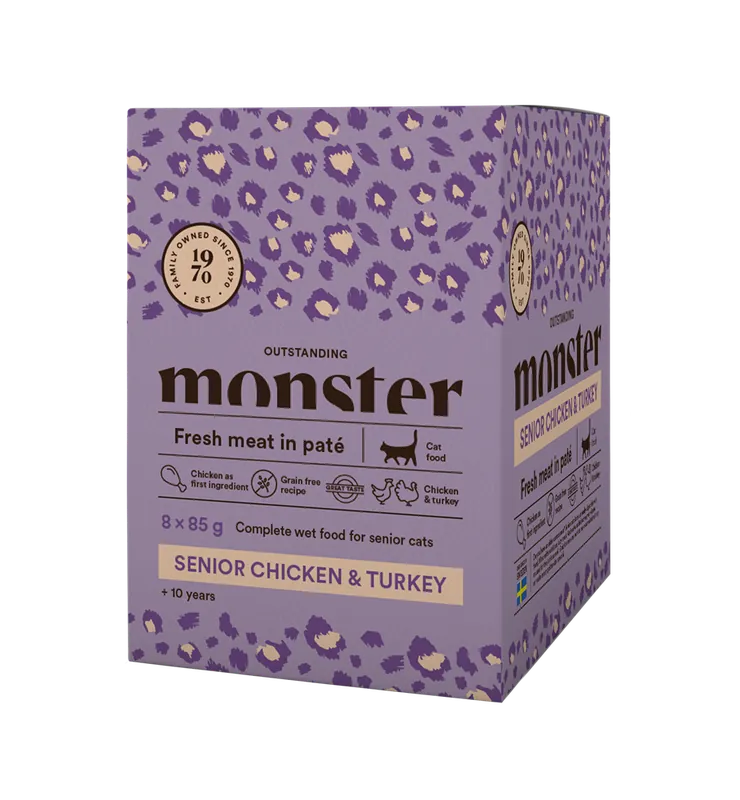 Bra pris just nu - Monster Cat Senior Chicken & Turkey wet 8x85 g
