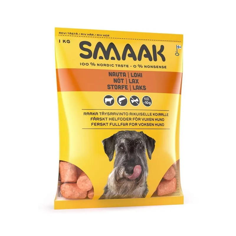 SMAAK Raw Dog Adult Complete Nöt & Lax 1 kg - Superpris