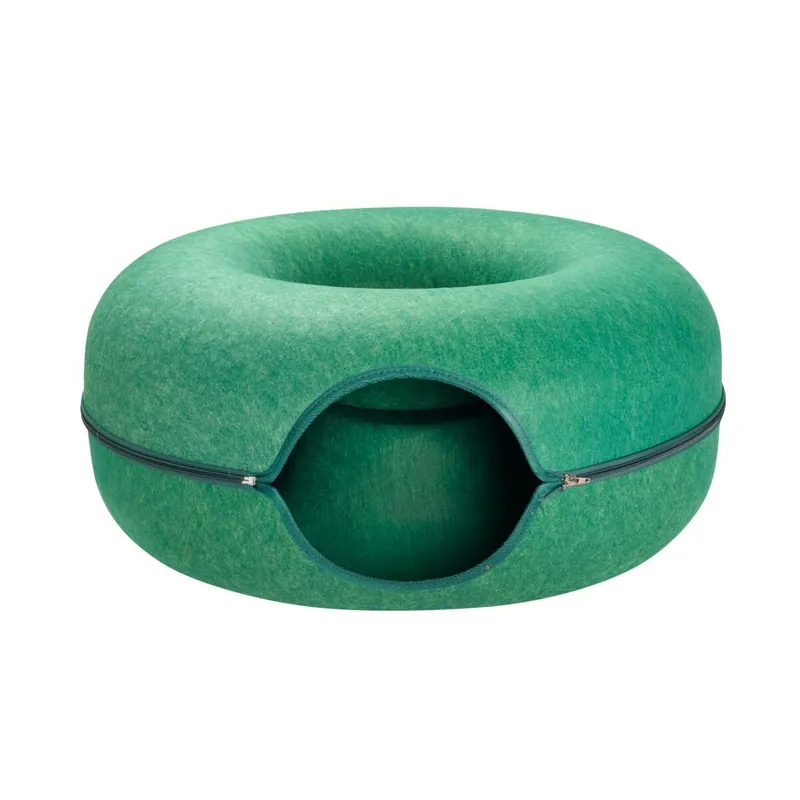 Little&Bigger Mushroom Love Kattbädd Donut med Blixtlås Grön | Kundfavorit