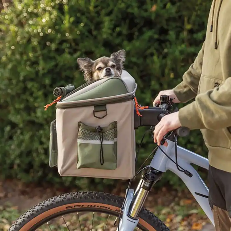 Trixie Cykelkorg till Hund Grön/Beige | Passa på nu