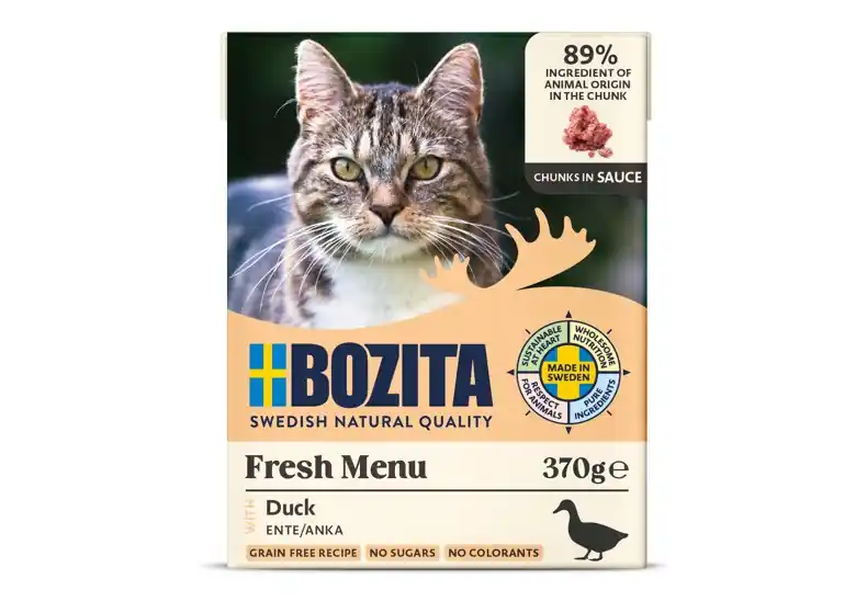 Bozita Feline Grain Free Tetra Bitar i sås Anka 6x370 g - Mycket uppskattad
