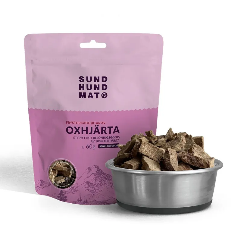 Sund Hundmat Frystorkat Oxhjärta 60g - Nytt hos oss