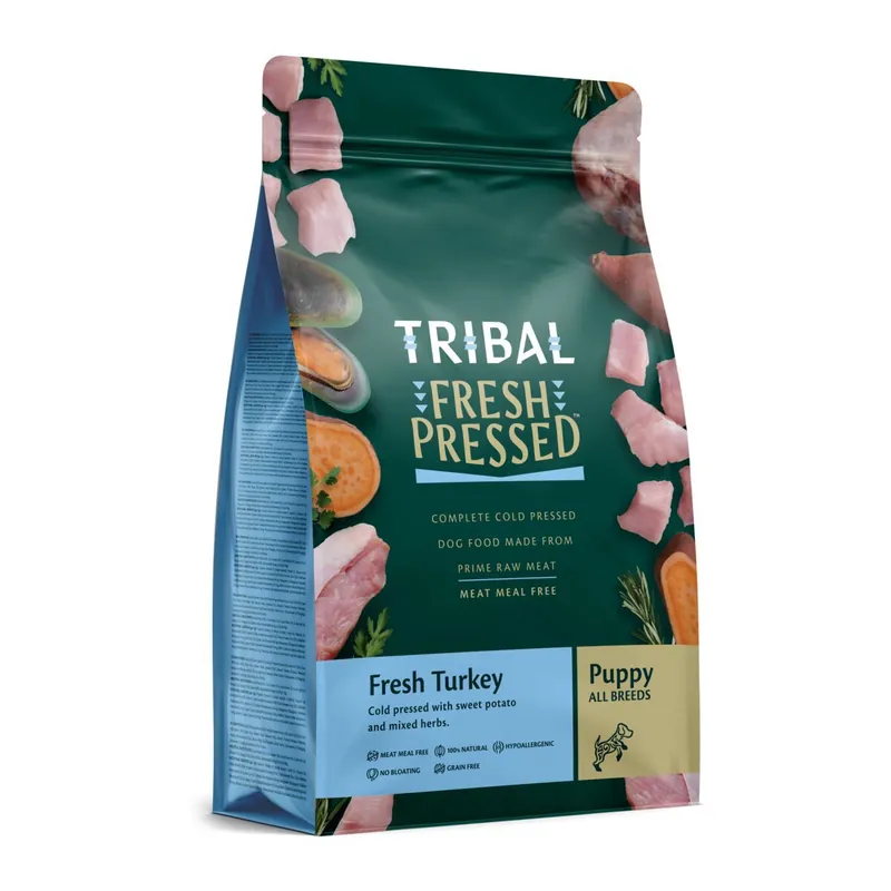 Outlet - Tribal Fresh Pressed Dog Puppy Turkey Torrfoder till Valp 2,5 kg