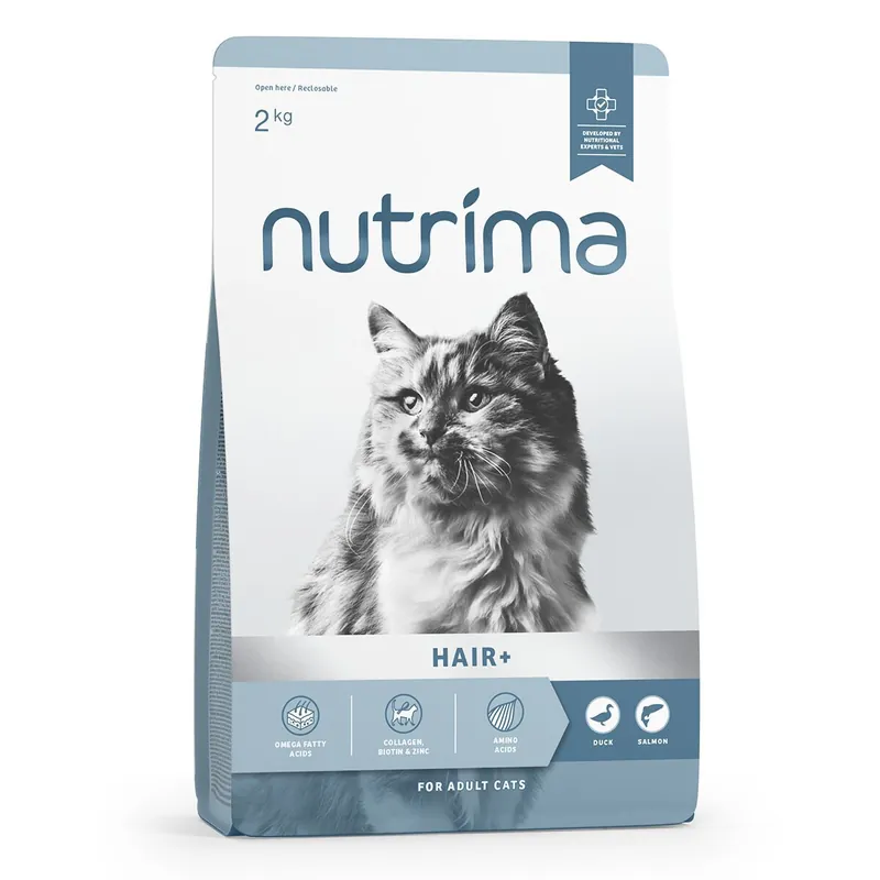 Nutrima Cat Adult Hair+ Duck & Salmon Torrfoder till Katt - Skynda dig