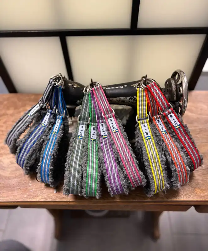 Blå Fodrat Halsband Halvstryp, Grå Fårskinnsimitation - 45 x 30 | Handla online