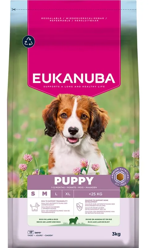 Eukanuba Dog Puppy Small & Medium Lamb & Rice 3 kg - Snabb leverans