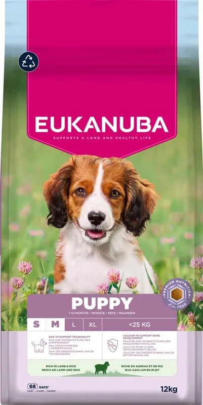 Specialerbjudande - Eukanuba Dog Puppy & Junior Small/Medium Lamb & Rice 12 kg