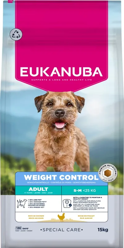 Eukanuba Dog Adult Small/Medium Weight Control 15 kg | Favorit
