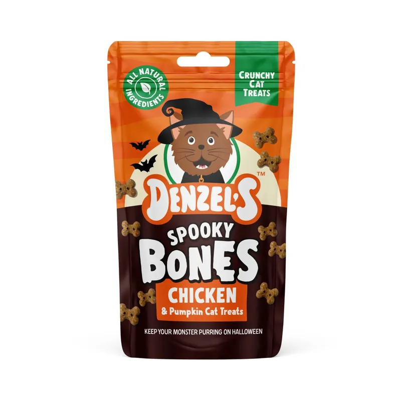 Trygg betalning | Denzels Halloween Cat Spooky Bones Knaprigt Kattgodis 50 g