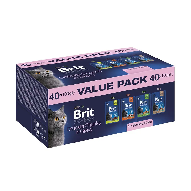 Brit Premium by Nature Cat Sterilised Adult Value Pack Chunks in Gravy Våtfoder till Katt 40x100g | Snart slut