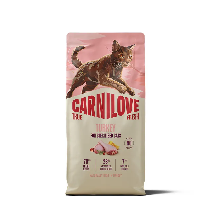 Premiumkvalitet | Carnilove True Fresh Cat Adult Sterilised Turkey Torrfoder till Katt