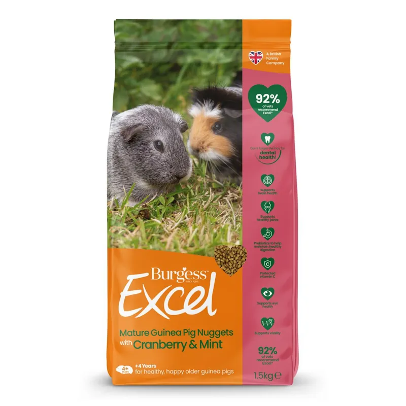 Burgess Excel Guinea Pig Mature Cranberry Marsvinsfoder 1,5 kg - Expressleverans