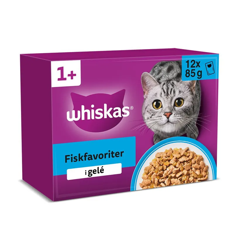 Whiskas 1+ Fish Selection Våtfoder till katt 12x85 g | Under begränsad tid