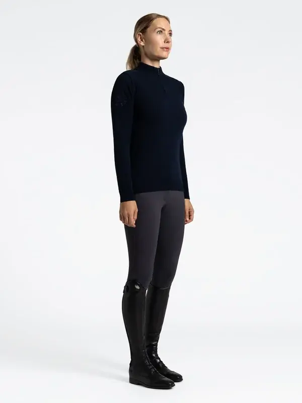 Pure Wool Half Zip Turtleneck Sweater Navy | Utförsäljning