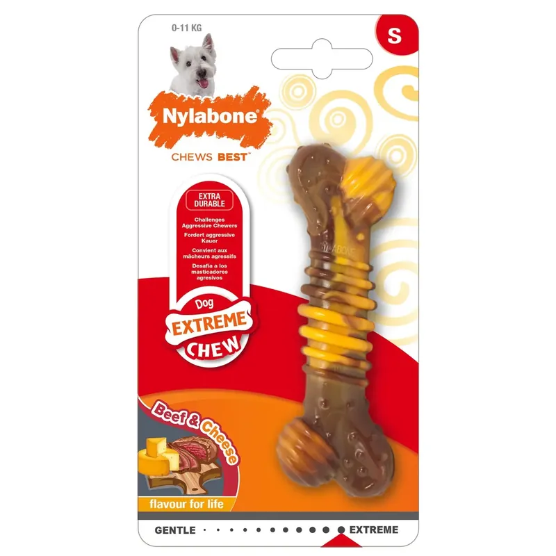 Nedsatt pris | Hundleksak Nylabone Extreme Chew – Texture Bone Steak And Cheese S