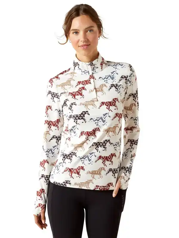Lowell Womens 3.0 1/4 Zip Baselayer Painted Ponies Print | Topprodukt