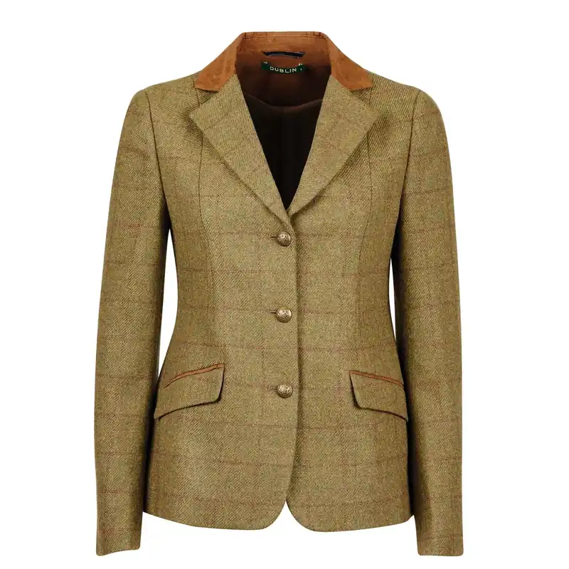 Kundfavorit - Damridjacka med smal passform och krage i mocka Dublin Albany Tweed
