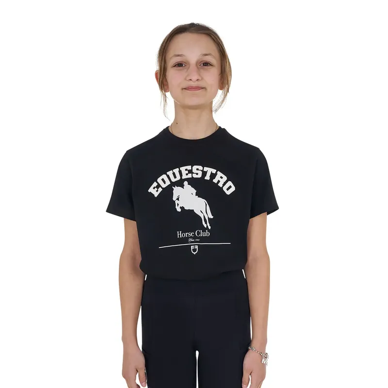 T-shirt i bomull för flickor Equestro Jumping Horse Club | Köp idag