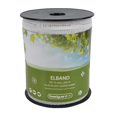 Trygg betalning | Swedguard Elband+ 13mm Vit 200m 4×0,16