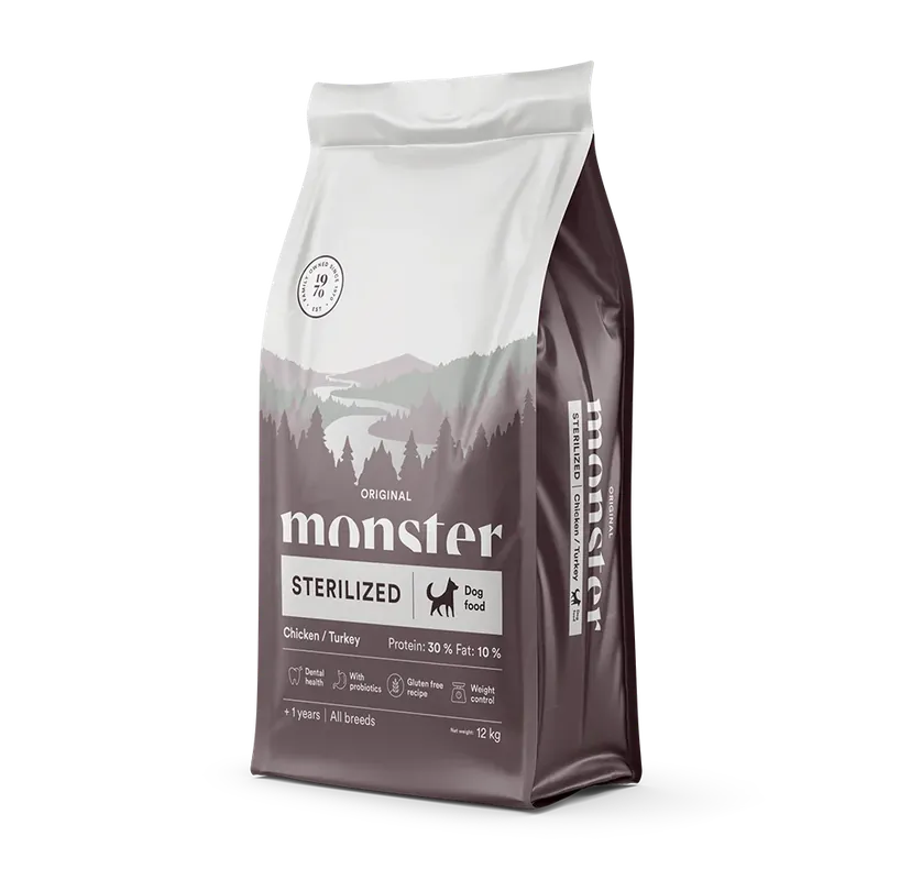 Monster Dog Original Sterilized Chicken/Turkey 12 kg - Fyndpris