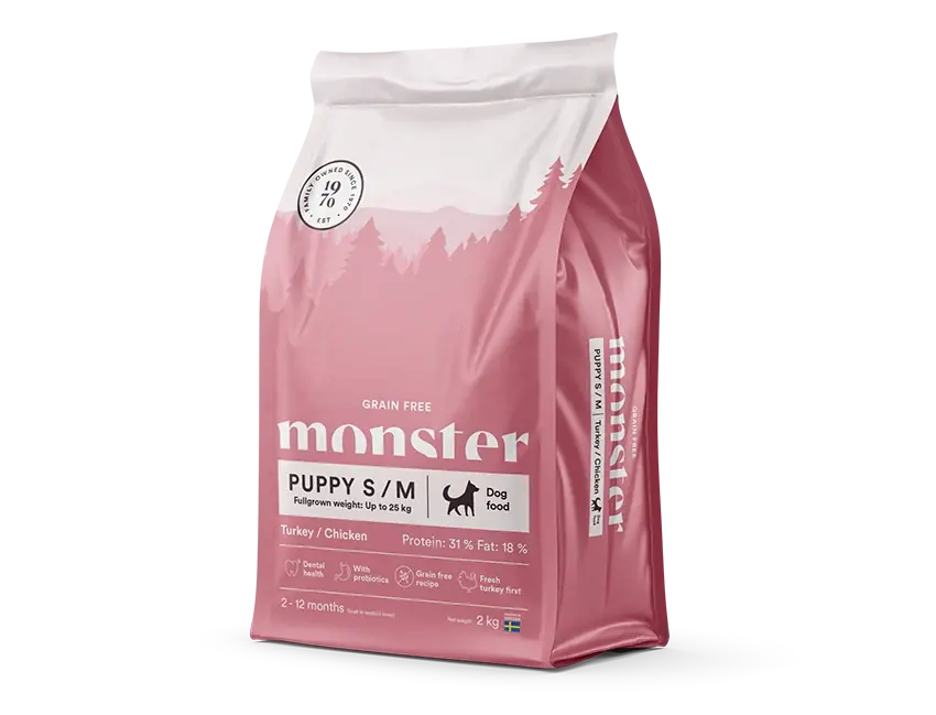Favorit hos kunderna | Monster Dog Grain Free Puppy S/M Turkey/Chicken 2 kg