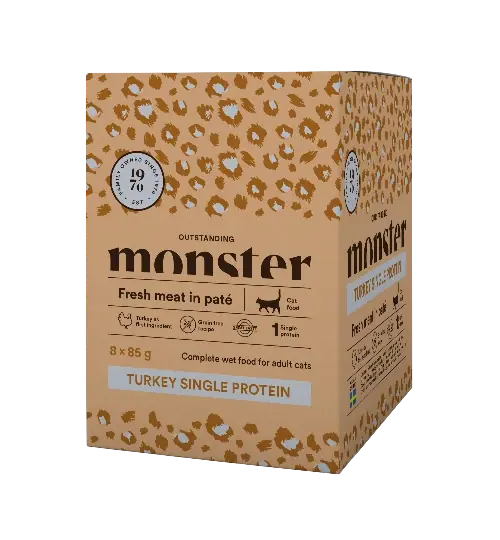 Premiumkvalitet - Monster Cat Pouches Adult Turkey 85 g (8-pack)