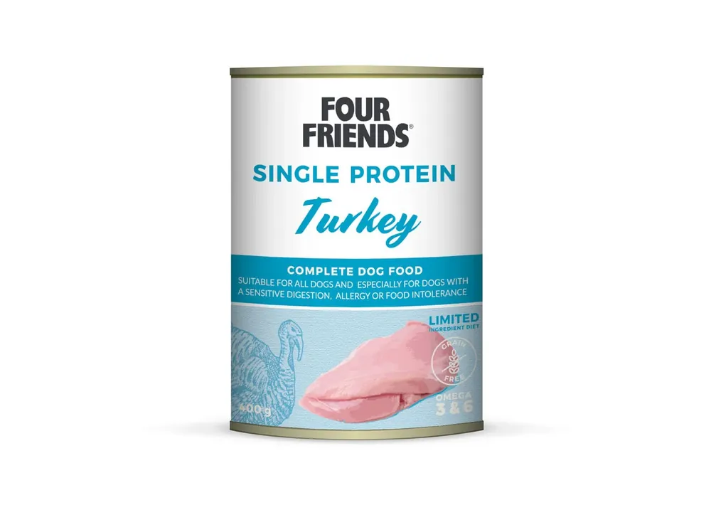 Lågt pris | FourFriends Dog Single Protein Turkey 400g