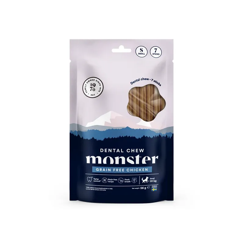 Finns att beställa - Monster Dog Dental Chew GF Chicken S Week (7st) 56 g