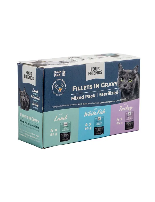 Fabrikspris - FourFriends Cat Sterilized in Gravy Mix 12-pack