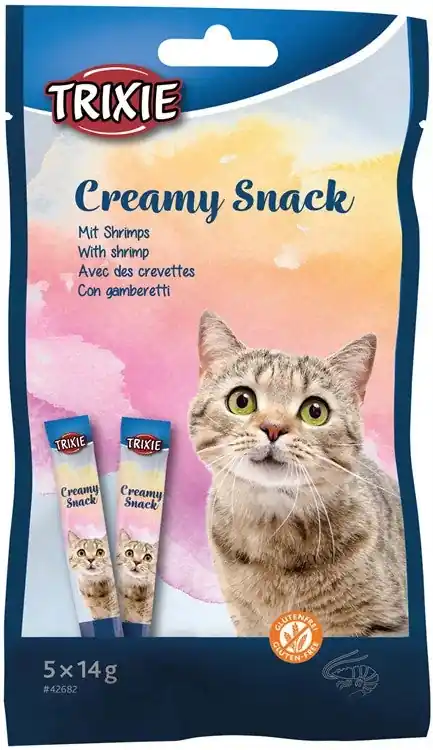 Favorit hos kunderna | Creamy Snack till katt - Räkor 5 x 14g Trixie