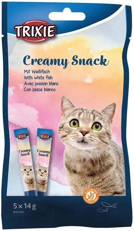 Creamy Snack till katt - Vitfisk 5 x 14g Trixie - Favorit