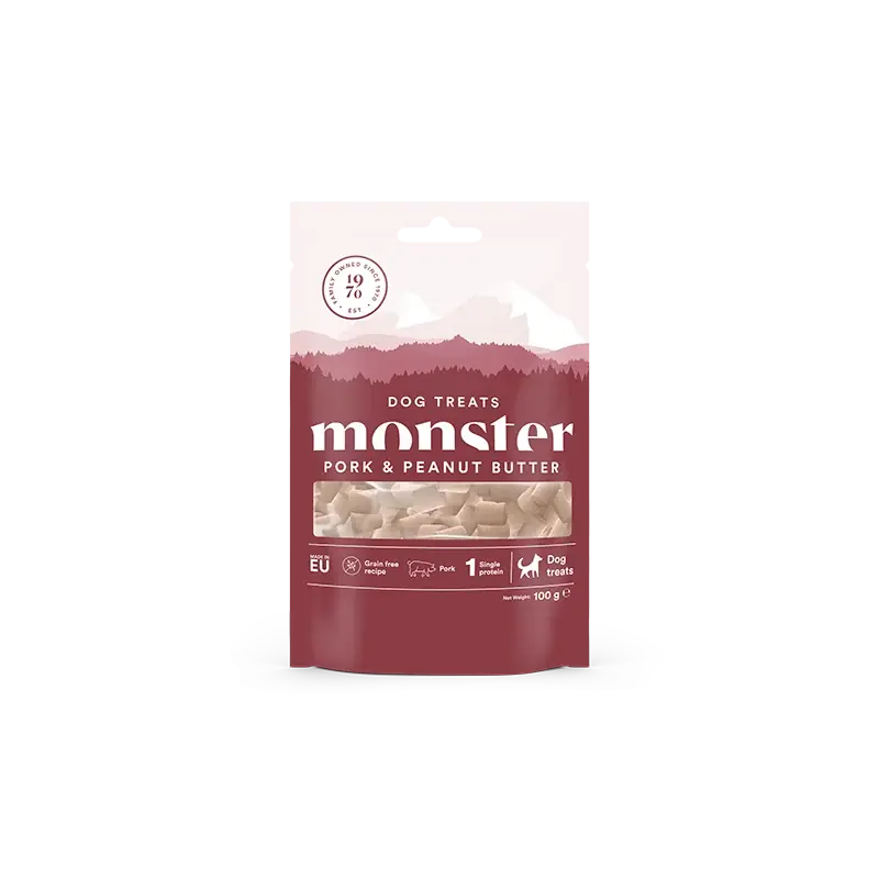 Kundfavorit - Monster Dog Treats Baked Pork/Peanut 100 g