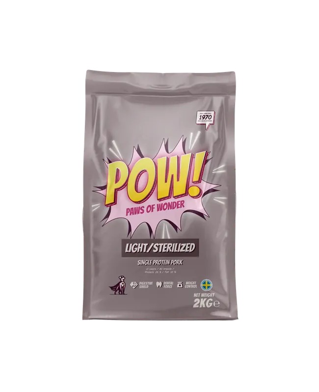 Nyligen lanserat - POW! Dog Light/Sterilized 2 kg