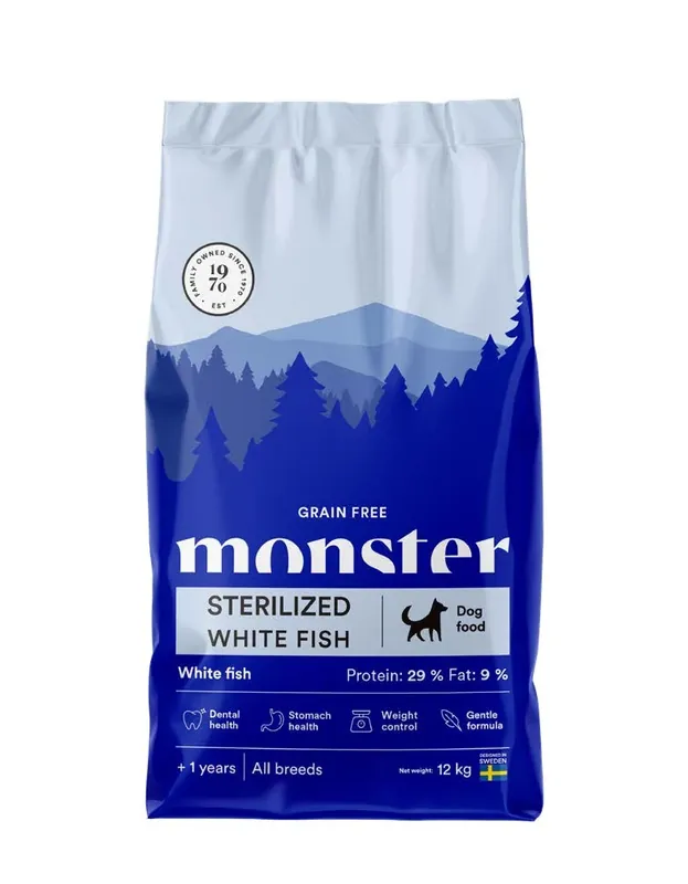 Beställ nu | Monster Dog Grain Free Sterilized White Fish 12 kg