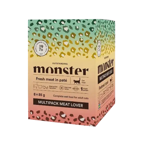 Monster Cat Pouches Adult Multipack Meat Lover 85 g (8-pack) | Direkt från fabriken