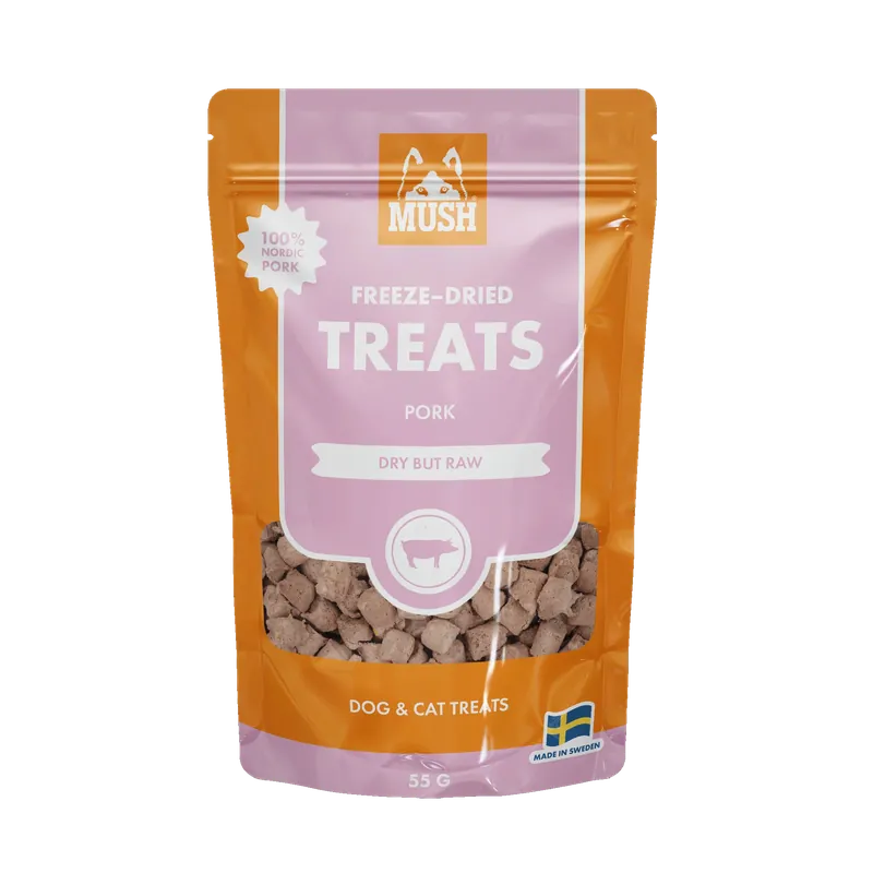 Premiumkvalitet - MUSH TREATS Frystorkad Gris