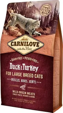 Enkel retur | Carnilove Cat Duck & Turkey for large breed cats Muscles, Bones & Joints 2 kg