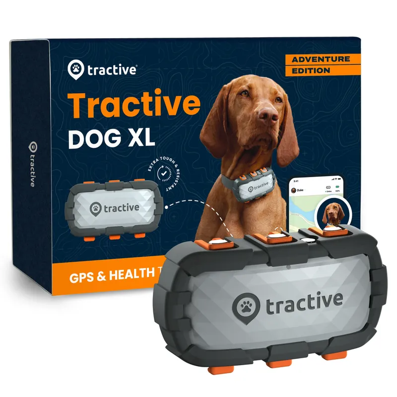 Tractive DOG XL – Adventure Edition - Fiberglasförstärkt hund-GPS med hälsospårning | Premium
